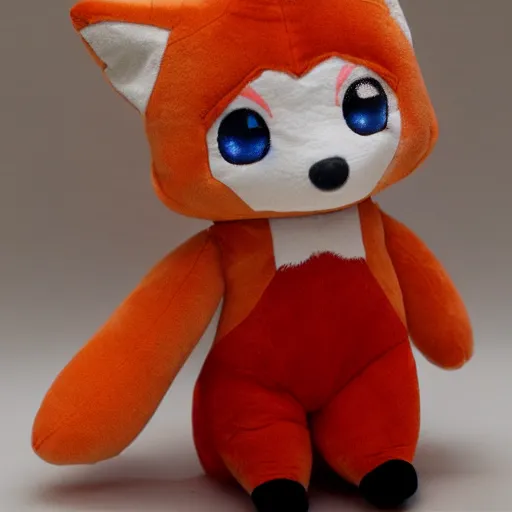 Prompt: cute fumo plush of a foxgirl builder, dramatic, three point lighting