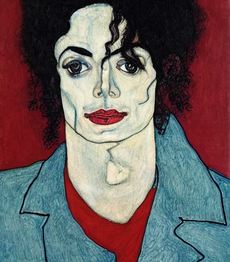 Image similar to portrait of michael jackson by egon schiele, intense desire, high quality, high detail