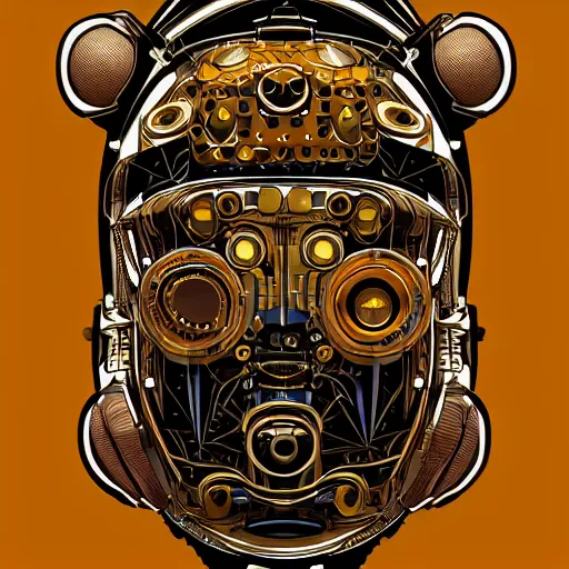 Image similar to hyperdetailed portrait of a spaced out steampunk robot head, 8 k, symetrical, halluzinogenic, meditative, vector art, black background