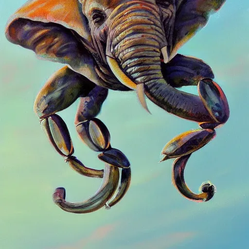 Image similar to elephant - crab creature, oil painting, deviantart