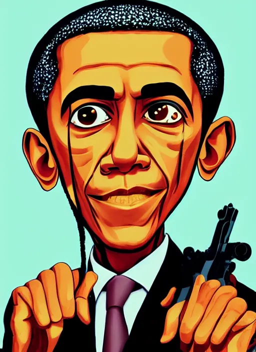 Image similar to obama in the style of gorillaz, jamie hewlett, detailed art