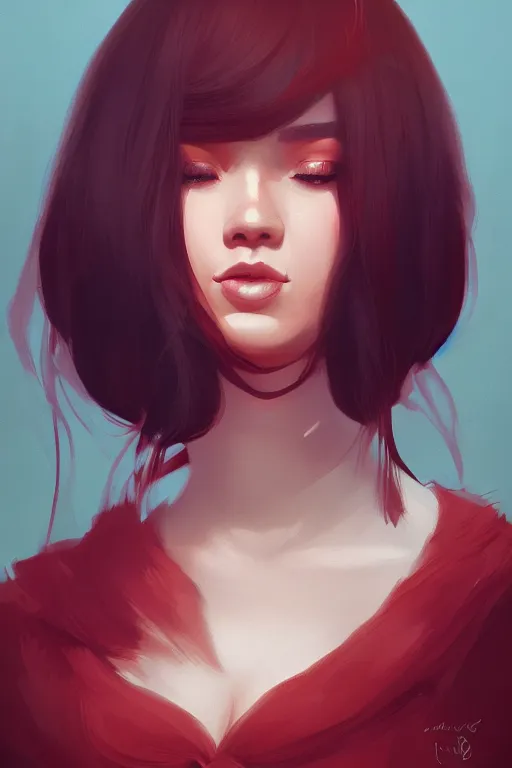 Image similar to a detailed portrait of a beautiful woman with ( red panda ) features, in professional makeup, dramatic lighting, by lois van baarle, ilya kuvshinov, greg rutkowski, 4 k, trending on artstation