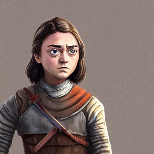 Prompt: character portrait of arya stark, in the style of pixar