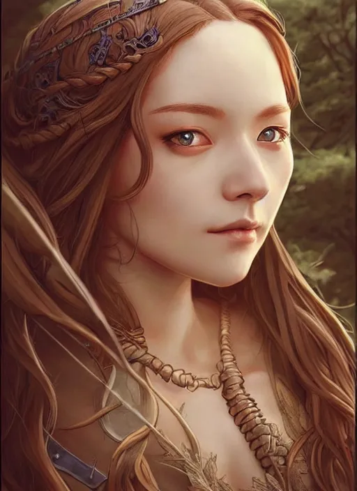 Image similar to lovely medieval maiden with long hair, character portrait, sketch, concept art, intricate details, highly detailed photorealistic, portrait, in the style of adam hughes, seseon yoon, artgerm and warren louw