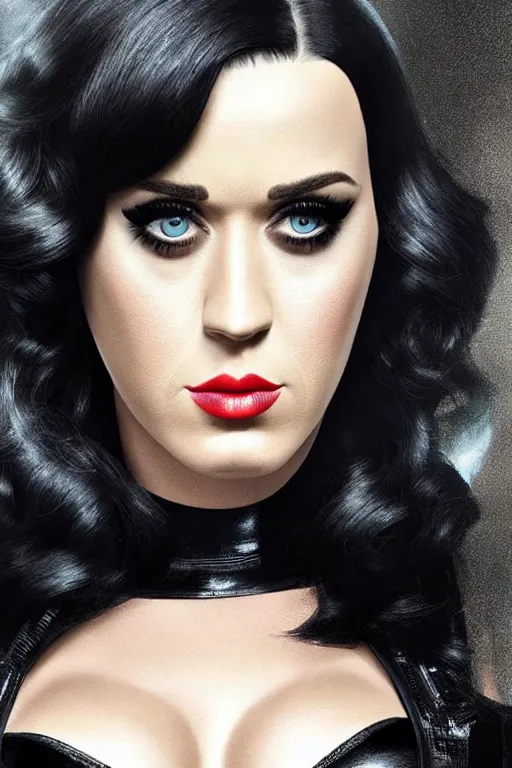 Prompt: katy perry as black widow in the avengers, portrait realistic photograph, very detailed face