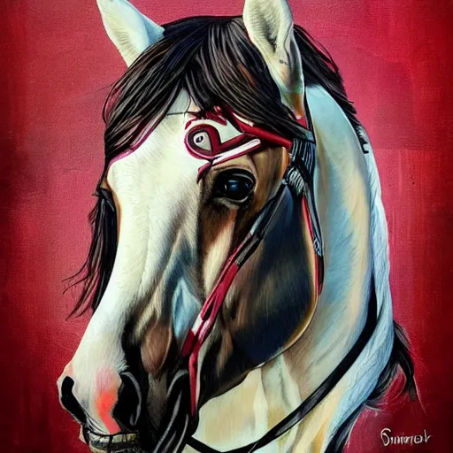 Image similar to beautiful horse by sandra chevrier, artstation, hd