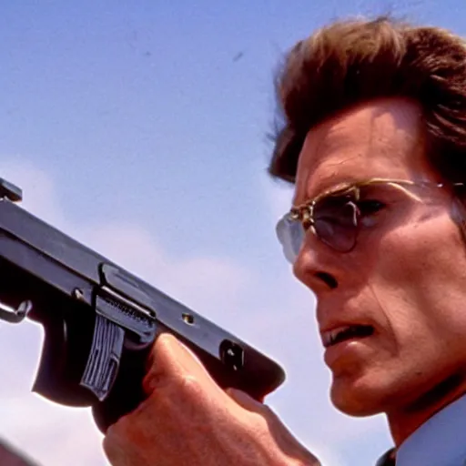 Image similar to Live Action Still of Jerma985 in Dirty Harry, real life, hyperrealistic, ultra realistic, realistic, highly detailed, epic, HD quality, 8k resolution, body and headshot, film still