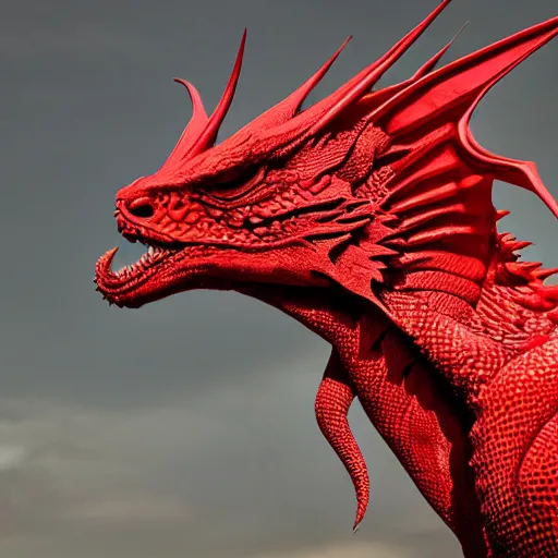 Image similar to a stunning photo of a red dragon