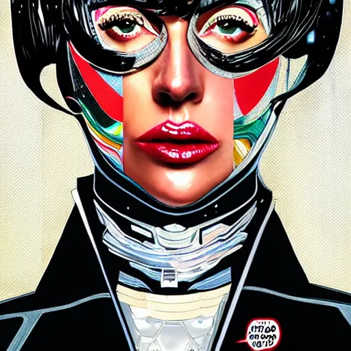 Image similar to a portrait of Lady Gaga as an android, by MARVEL comics and Sandra Chevrier