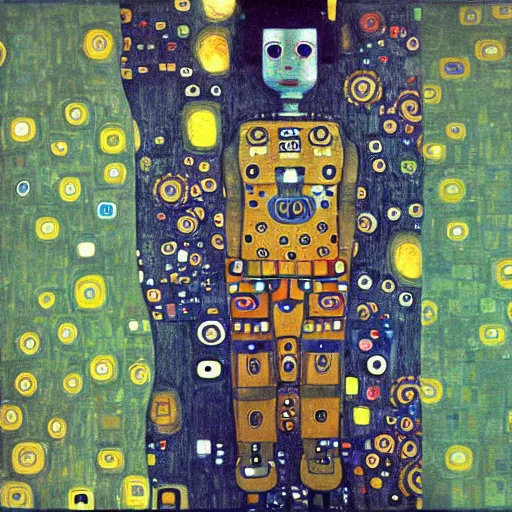 Image similar to cute robot by gustav klimt