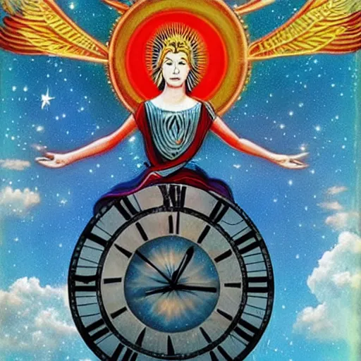 Image similar to very beautiful god of time building the universe