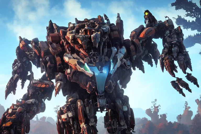 Image similar to watcher machine mecha animal beast robot of horizon forbidden west horizon zero dawn bioluminiscence global illumination ray tracing hdr fanart arstation by sung choi and eric pfeiffer and gabriel garza and casper konefal