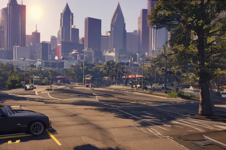 Image similar to Concept Art of Grand Theft Auto 6: Atlanta, for ps5, Highly Detailed, Unreal engine 5, HD, 8k, GTX 3090, 🔥 😎 🕹️ 👀