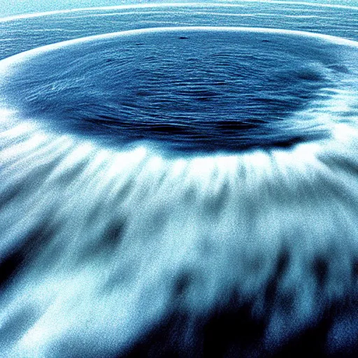 Prompt: the edge of the flat earth, national geographic photograph, water falling into nothing