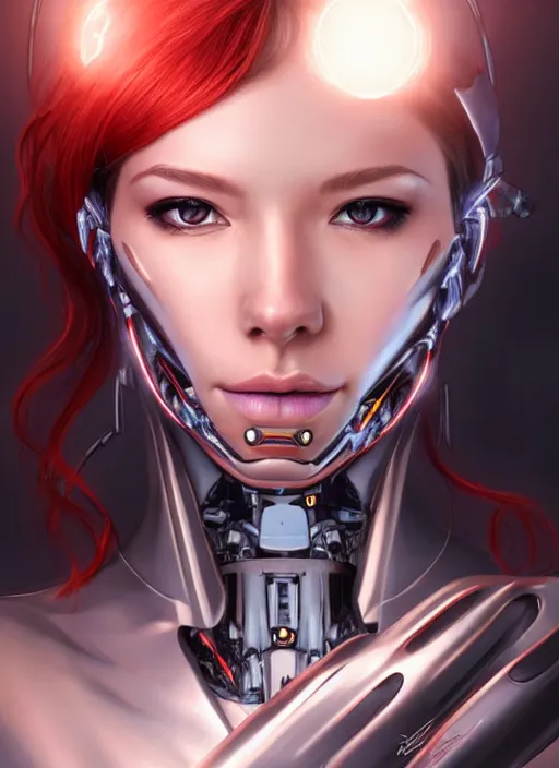 Image similar to portrait of a cyborg woman who turns her head to the ((((((right))))) left+3 (((((up))))) (((((down))))) by Artgerm,eyes closed , biomechanical, hyper detailled, trending on artstation