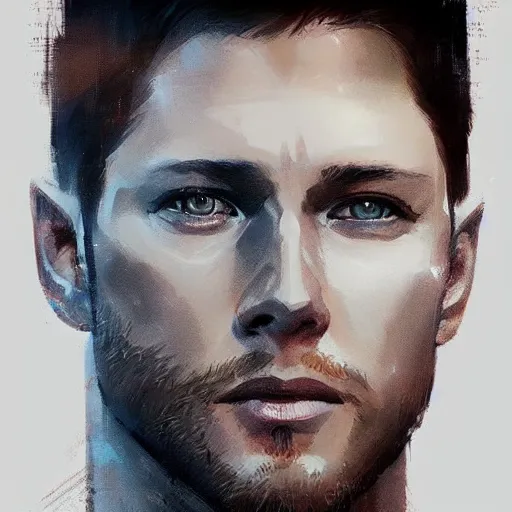 Image similar to “ portrait of jensen ackles by greg rutkowski, young, attractive, highly detailed portrait, scifi, digital painting, artstation, concept art, smooth, sharp foccus ilustration, artstation hq ”