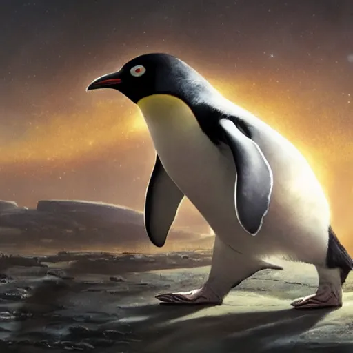 Image similar to penguin wearing astronaut suit, space, movie by nuri iyem, james gurney, james jean, greg rutkowski, anato finnstark. pixar. hyper detailed, 5 0 mm, award winning photography