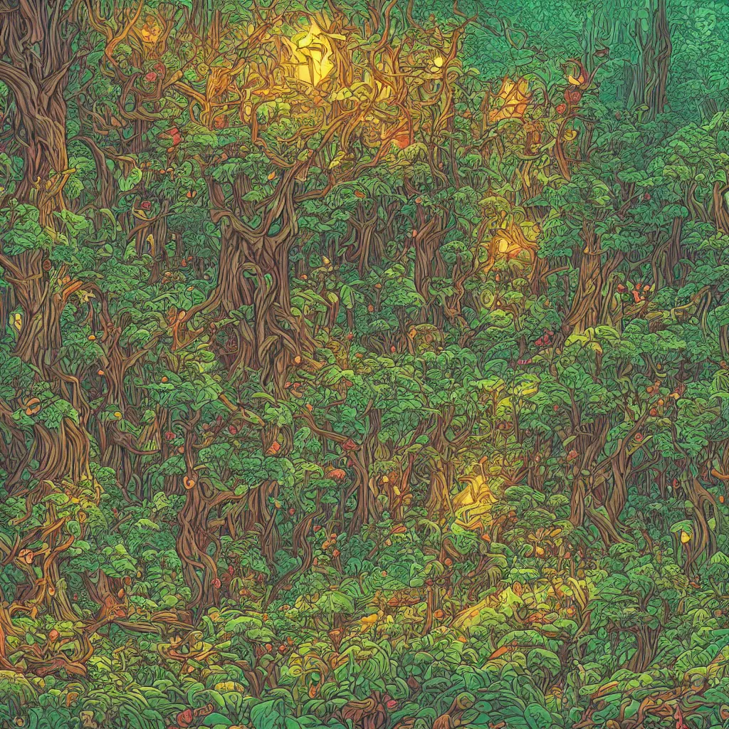 Image similar to Fairy forest by Dan Mumford