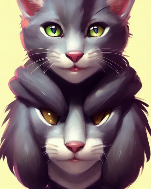 Image similar to character concept art of a young male anthropomorphic furry cat | | cute - fine - face, pretty face, key visual, realistic shaded perfect face, fine details by stanley artgerm lau, wlop, rossdraws, james jean, andrei riabovitchev, marc simonetti, and sakimichan, trending on artstation