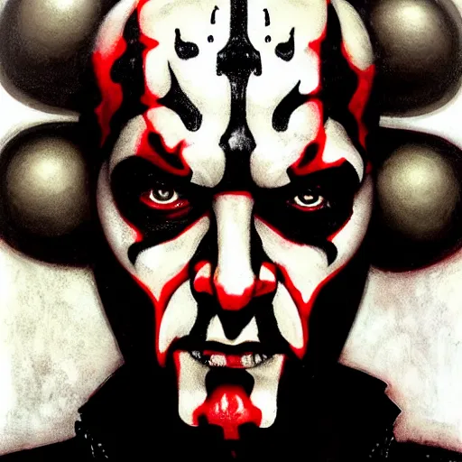 Image similar to dream portrait of Darth Maul, cameras, melting ,8k,by tristan eaton,Stanley Artgermm,Tom Bagshaw,Greg Rutkowski,Carne Griffiths, Ayami Kojima, Beksinski, Giger,trending on DeviantArt,face enhance,hyper detailed,minimalist,cybernetic, android, blade runner,full of colour W 1024