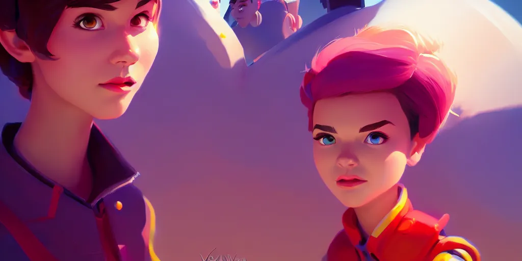 Image similar to low angle portrait of the Xuxa meneguel, tepainting concept Blizzard pixar maya engine on stylized background splash comics global illumination lighting artstation lois van baarle, ilya kuvshinov, rossdraws