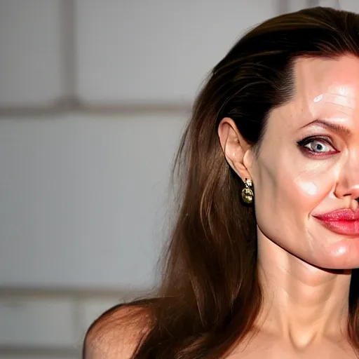 Image similar to angelina jolie face on an ( orange )