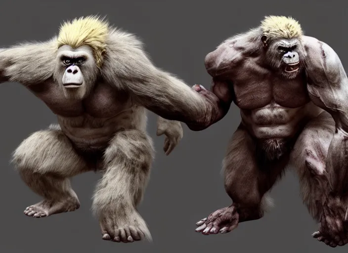 Image similar to extremely scary angry old tough rough looking albino warrior gorilla. scars, scary, gruffness, interesting 3 d character concept by square enix, in the style of league of legends, hyper detailed, cinematic, final fantasy, character concept, ray tracing, fur details, maya, c 4 d, artstation