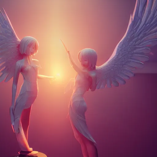 Image similar to angels very highly detailed, award winning, rendered by Beeple, by Makoto Shinkai, syd meade, digital art, unreal engine, blender, WLOP, trending on artstation, 4K UHD image