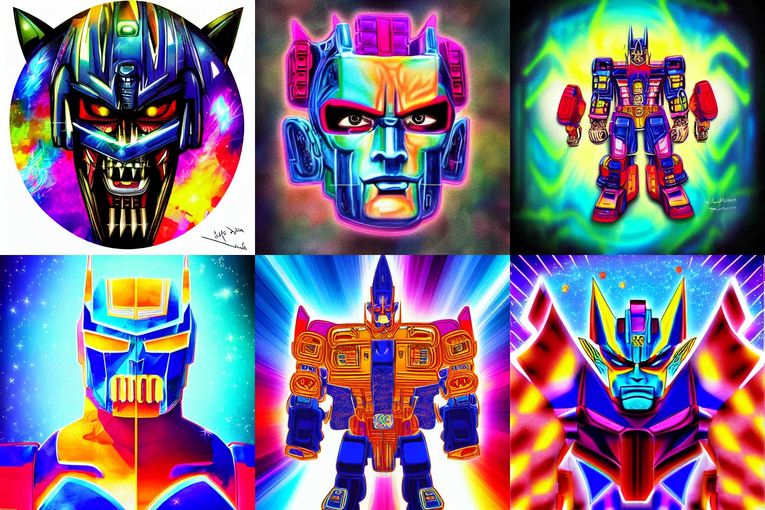 Prompt: “lisa frank optimus prime, beautiful digital art”