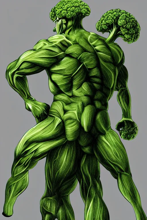 Image similar to ripped broccoli man, full body, human figure, highly detailed, digital art, sharp focus, trending on art station