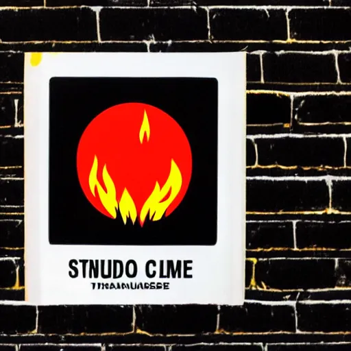 Image similar to a photo of a retro 1 9 7 0 s minimalistic clean fire warning label, studio lighting, behance