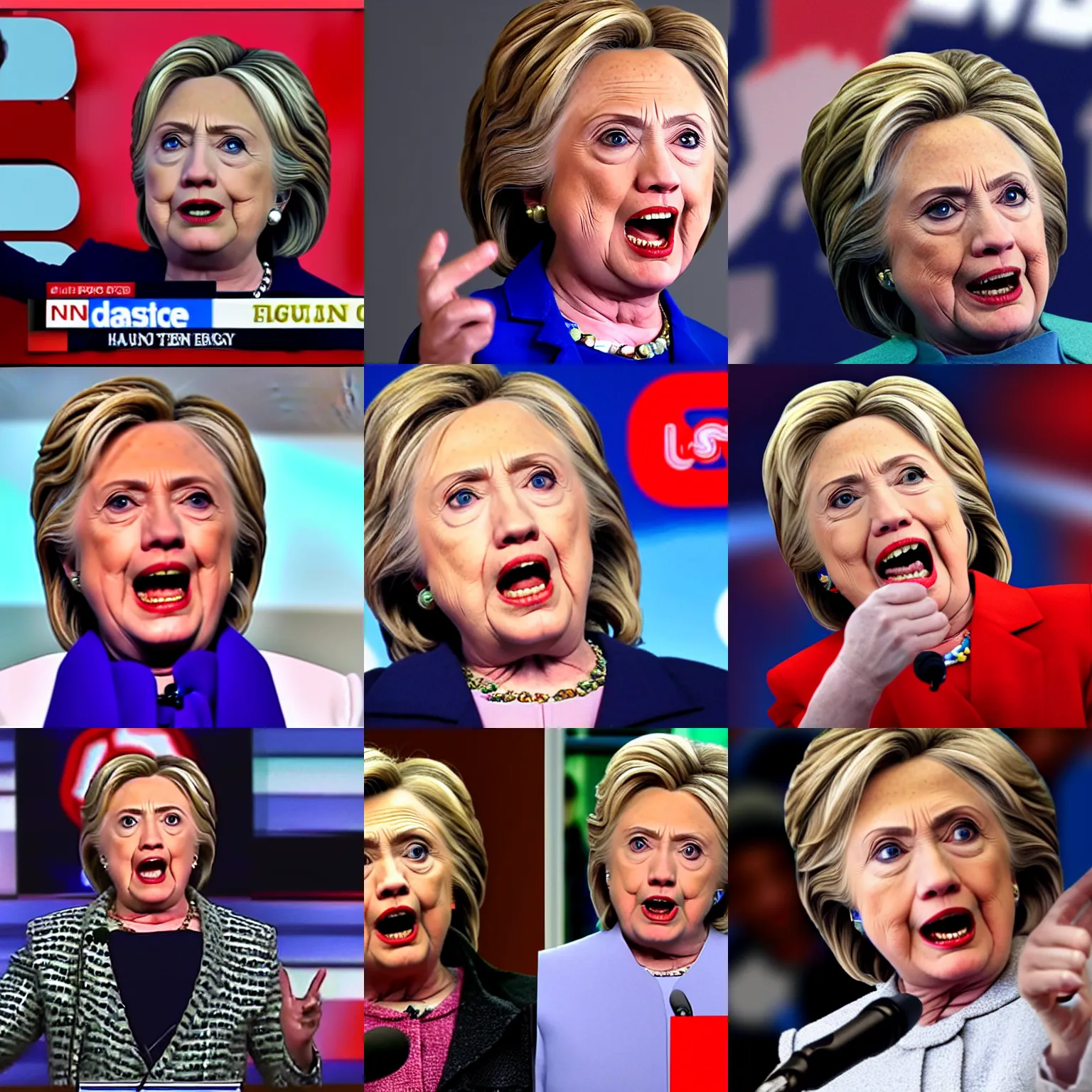 Prompt: angry hillary clinton yells at you on cnn