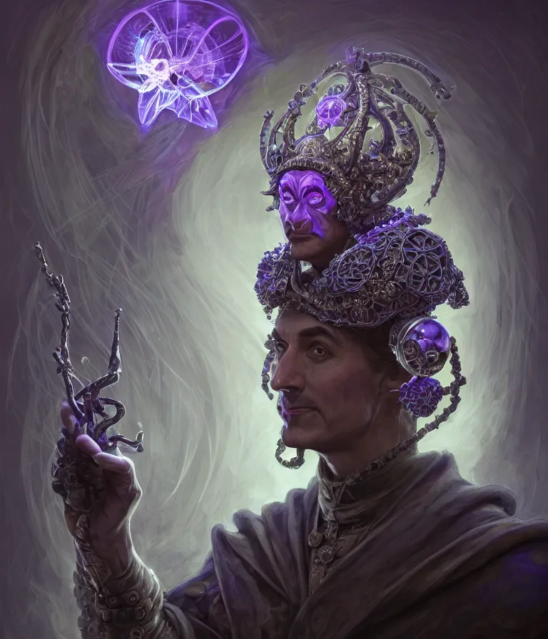 Prompt: front!!! shot of a court jester!!! character, hyperdimensional, bioluminescent hypercubes, dark holography!!!, spectral, chrome, (((intricate))), elegant, highly detailed, centered, (((artstation, concept art, smooth, sharp focus, artgerm, Tomasz Alen Kopera, Peter Mohrbacher, donato giancola, Joseph Christian Leyendecker, WLOP, Boris Vallejo))), mugshot!!!!!, ugly!!!!!!, octane render, nvidia raytracing demo, octane render, nvidia raytracing demo, octane render, nvidia raytracing demo, grainy, muted, 8K, digitalblasphemy, metatron