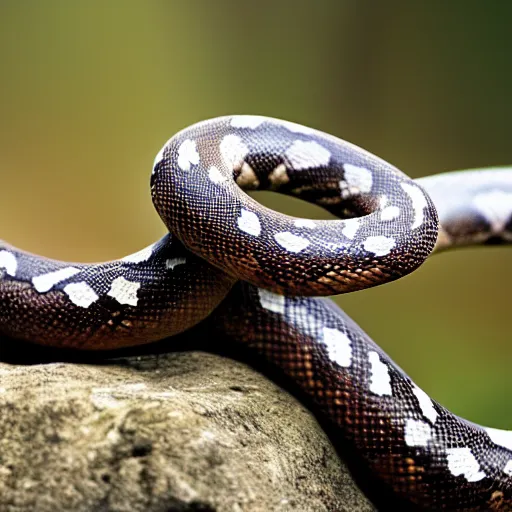 Image similar to hyperrealistic photo of a long snake, long shot