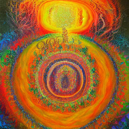 Prompt: 8k ayahuasca visionary art, award winning visionary oil painting