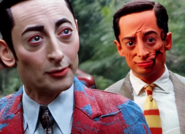 Image similar to pee wee herman, movie still, from the new predator movie, 8 k, realistic