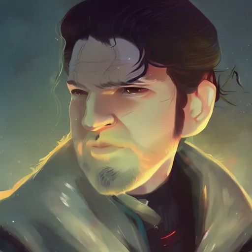 Image similar to George R.R. Martin as Jon Snow, ambient lighting, 4k, anime key visual, lois van baarle, ilya kuvshinov, rossdraws, artstation