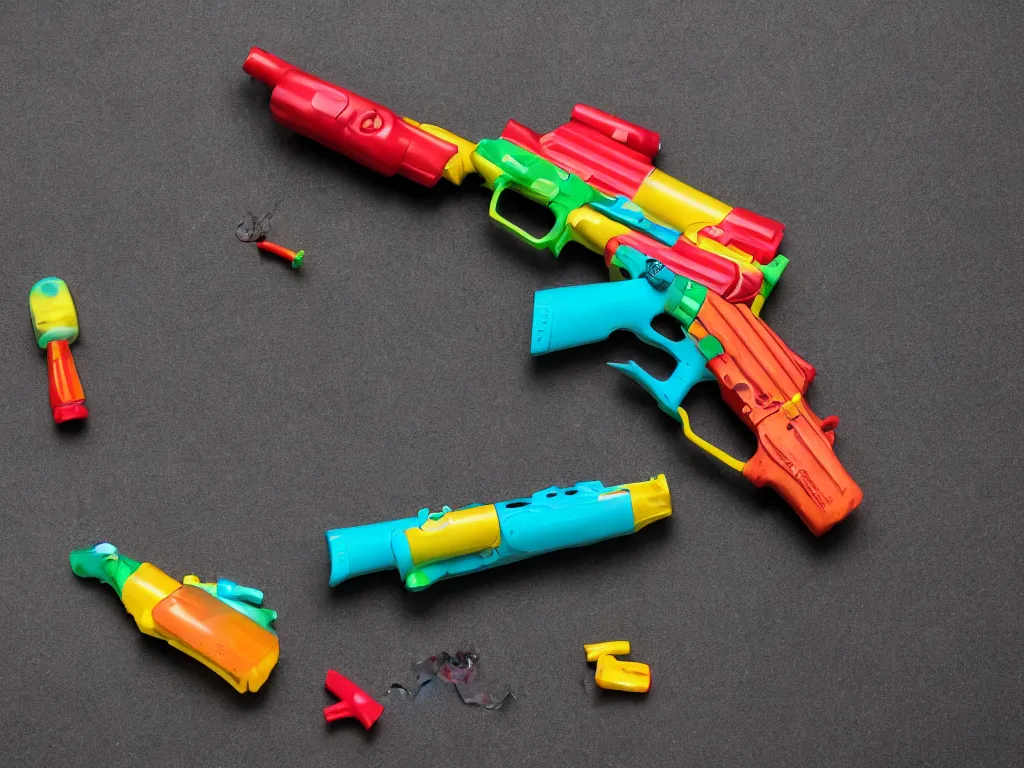 Image similar to smoking water gun, detailed photo