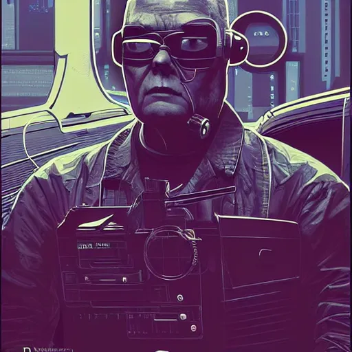 Image similar to dwight eisenhower. a clever cyberpunk merc, centered in the frame, cyberpunk concept art by james gurney, Jean Giraud and josan gonzales, digital art, highly detailed, intricate, sci-fi, sharp focus, Trending on Artstation HQ, deviantart, 4K UHD image