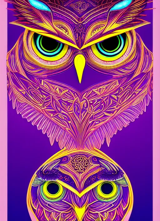 Image similar to symmetry!! product render poster vivid colors divine proportion owl, 神 圣, glowing fog intricate, elegant, highly detailed, digital painting, artstation, concept art, smooth, sharp focus, illustration,