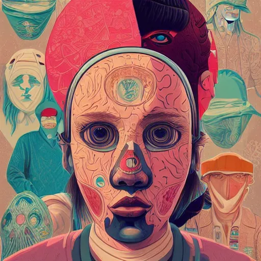 Image similar to portrait of people with sanitary mask, Tristan Eaton, artgerm, Victo Ngai, RHADS, ross draws