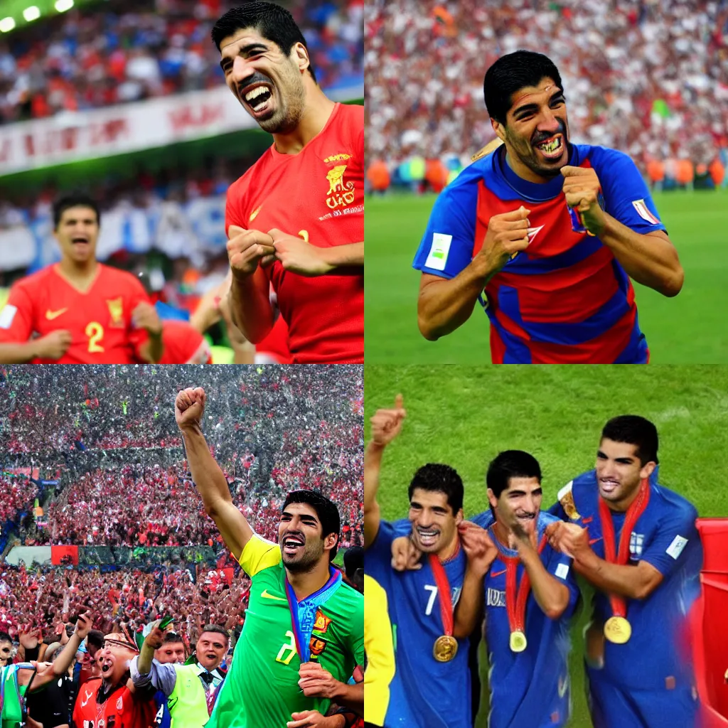 Prompt: Luis Suarez winning the World Cup