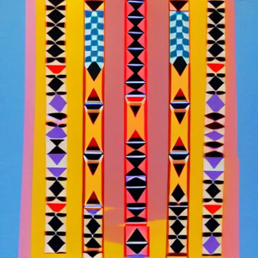 Prompt: a fine art of a indigenous cheyenne woman inspired by yaacov agam