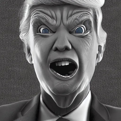 Image similar to donald trump as an alien grey, tall, very thin, terrifying, grimdark, photorealistic