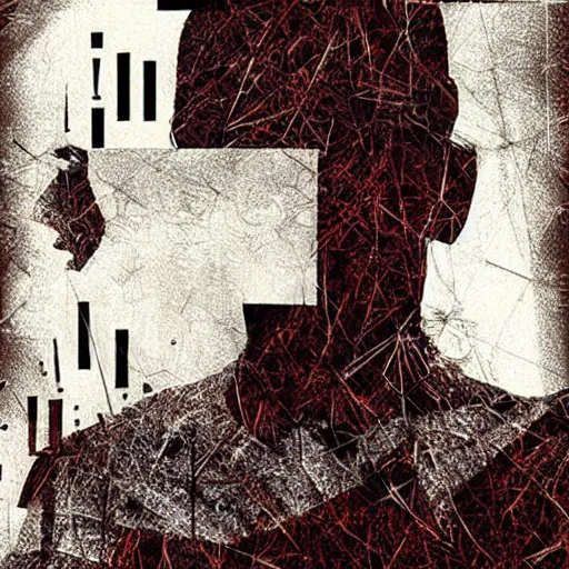 Image similar to no fears, okay one fear, glitch art by Dave McKean