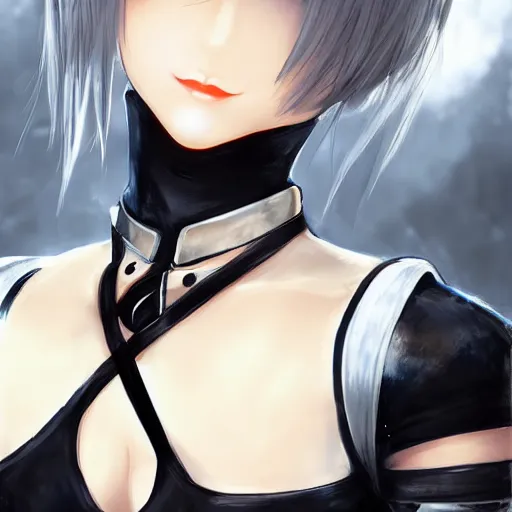 Image similar to stylish portrait of 2 b from nier automata