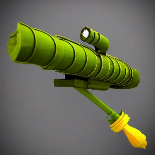 Prompt: rocket launcher made of pineapple, 3D octane render, extreme detail