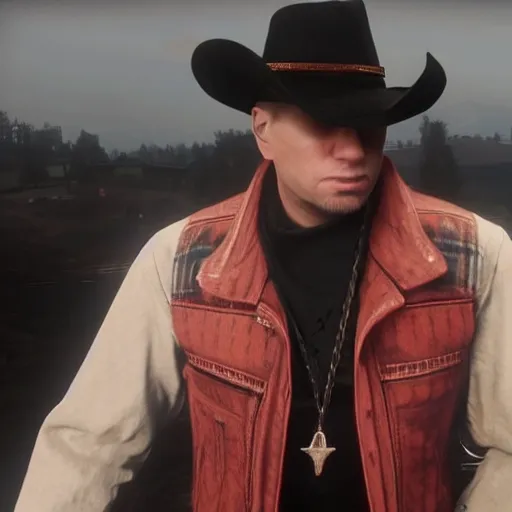 Image similar to Eminem in red dead redemption 2 4k detail