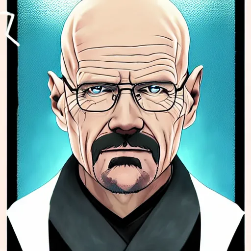 Image similar to portrait of walter white, anime fantasy illustration by tomoyuki yamasaki, kyoto studio, madhouse, ufotable, comixwave films, trending on artstation