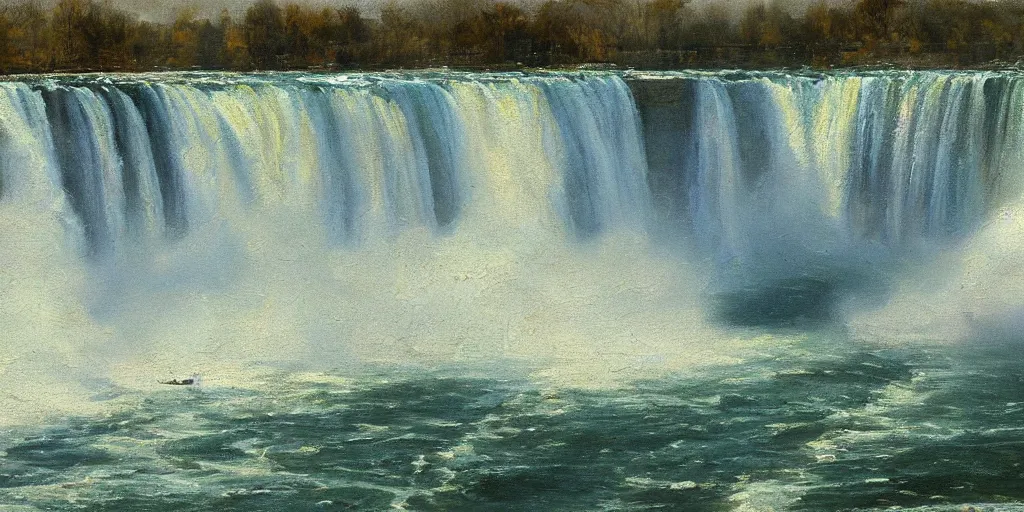 Image similar to painting of niagara falls by richard schmid